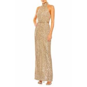 NWT IEENA for MAC DUGGAL Sequin Halter Neck Sheath Gown